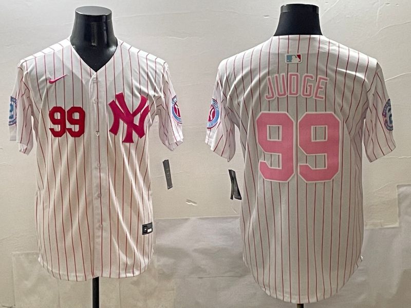 Men New York Yankees #99 Judge Stripe Red Jointly Name 2025 Nike MLB Jersey style 3->los angeles dodgers->MLB Jersey
